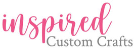 Logo of 'inspired Custom Crafts' with pink and gray text on a white background